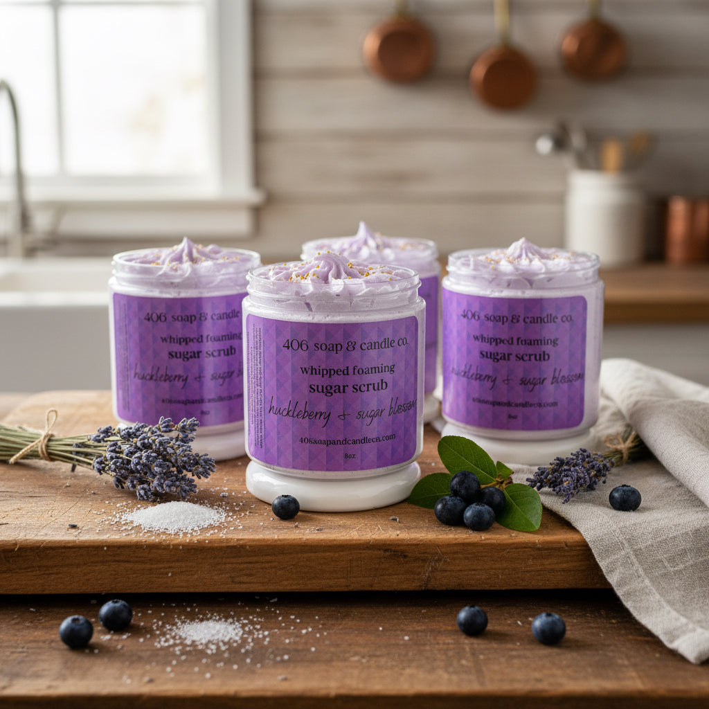 Huckleberry & Sugar Blossom Whipped Foaming Sugar Scrub