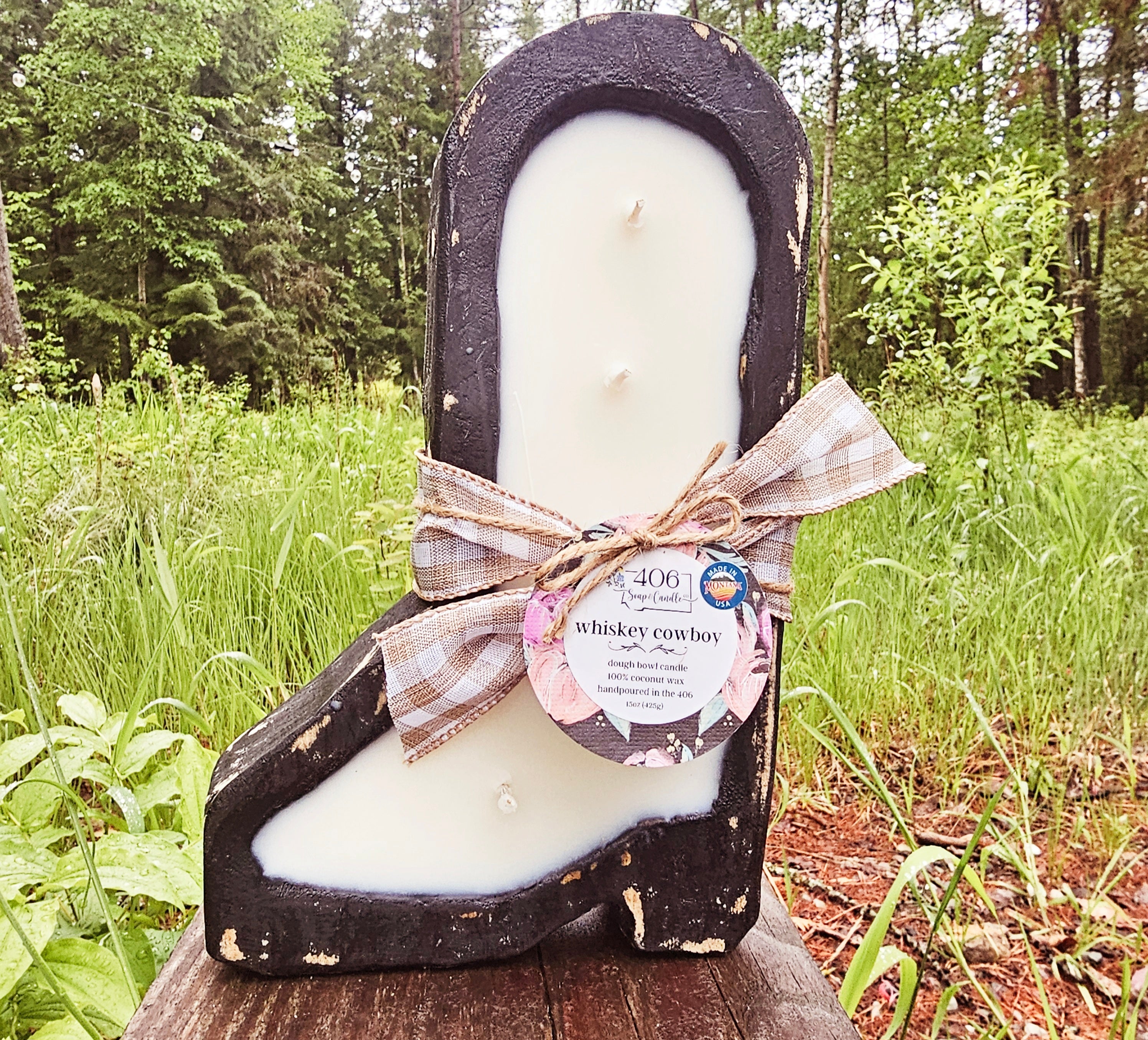Cowboy Boot Dough Bowl Candle