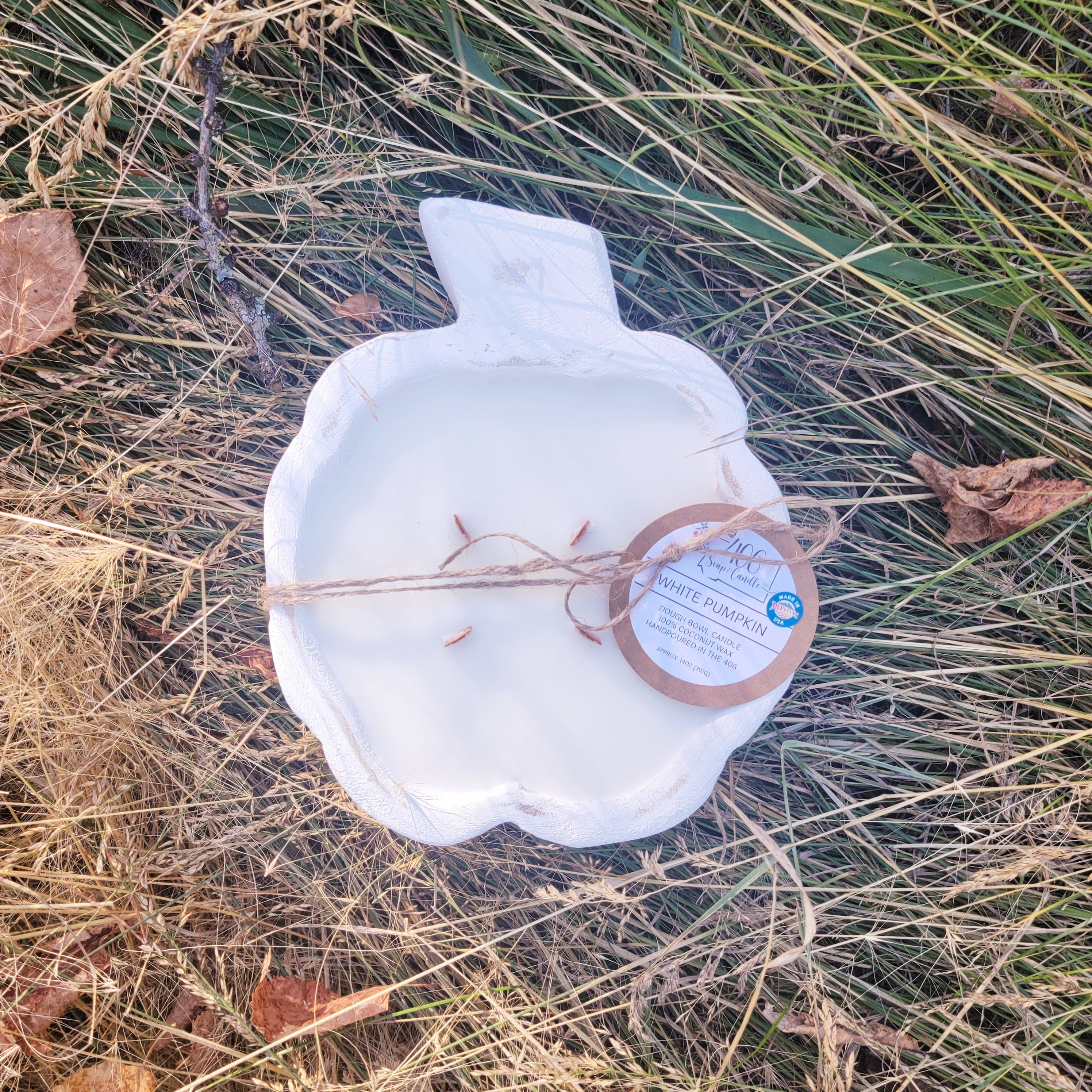 White Pumpkin Dough Bowl Candle