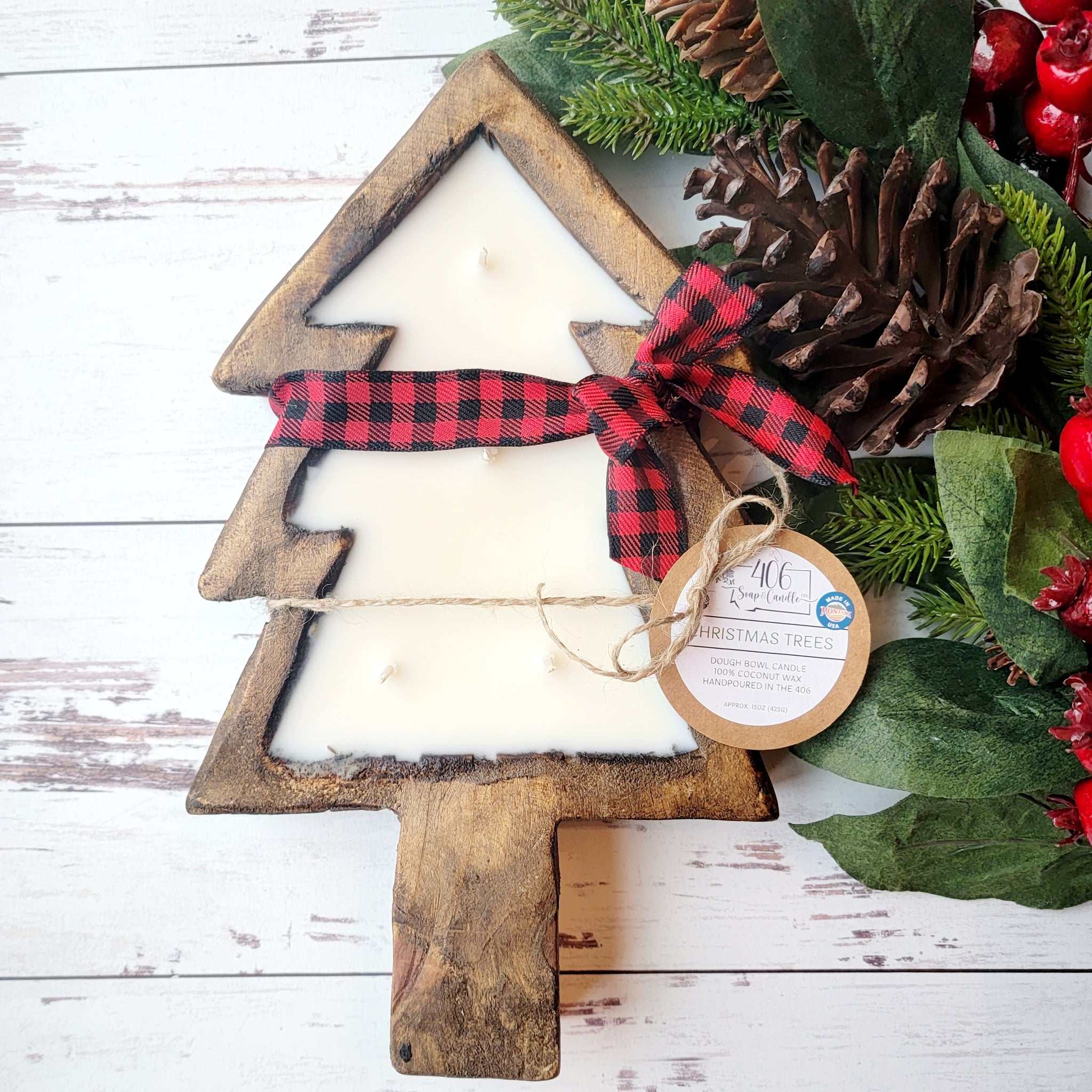 Christmas Tree Dough Bowl Candle